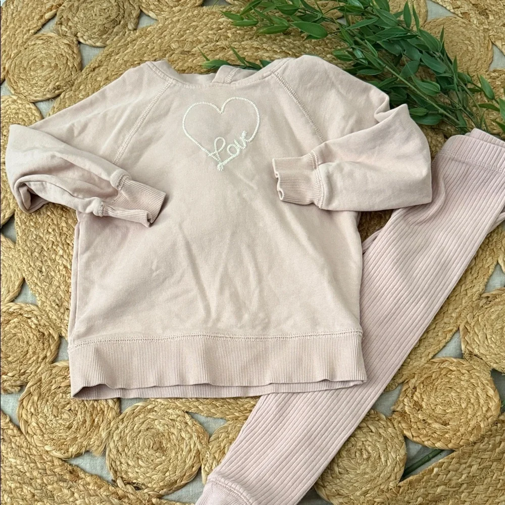 Hanna Andersson and Easy Peasy Blush pink Sweat set. Size 4T